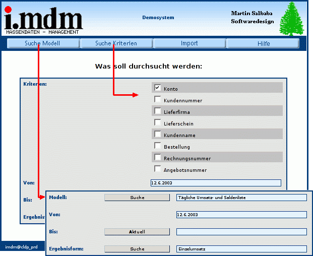 Suche: Auswahl Datenströme